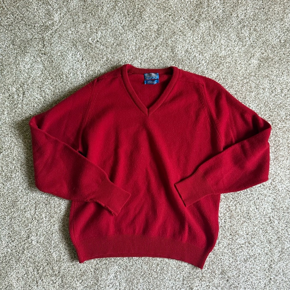 Men’s Pendleton “Made in USA” Pure Virgin Lambswool Sweater in Red (fits unisex)